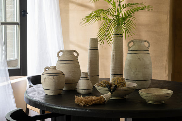 VASE TERRE CUITE BEIGE/NOIR JLINE