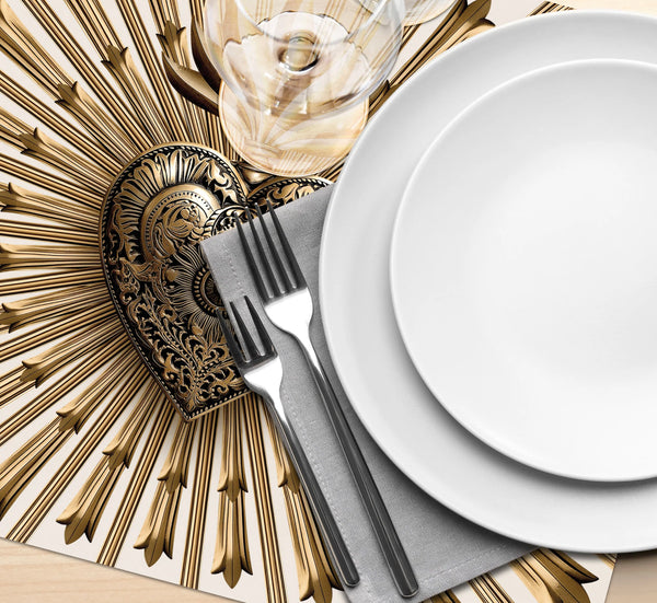 SET DE TABLE VINYLE BLANC COEUR GOLD PODEVACHE
